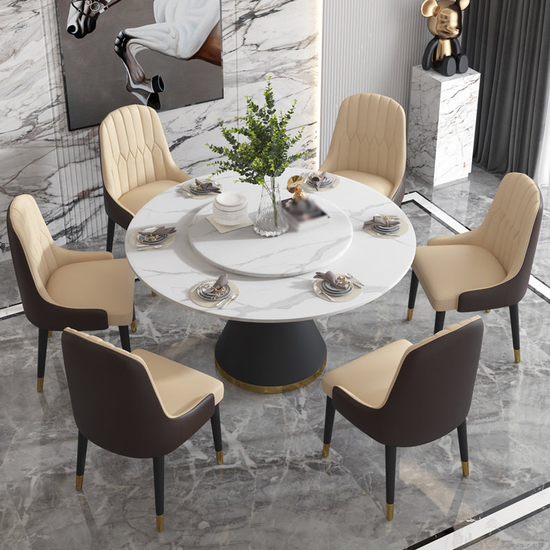 Chaises de salle à manger de style glamour nordique, chaise d'appoint avec accoudoirs en métal pour cuisine (Ensemble de 2)