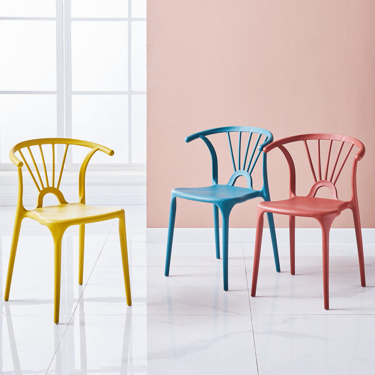 Silla lateral de plástico moderna para interiores y exteriores, silla apilable sin brazos Wishbone