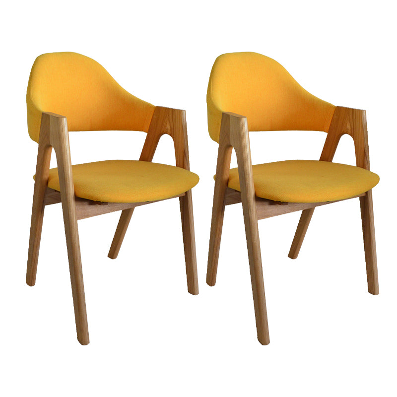 Fauteuil de salle à manger moderne, fauteuils rembourrés avec pieds en bois (Ensemble de 2)