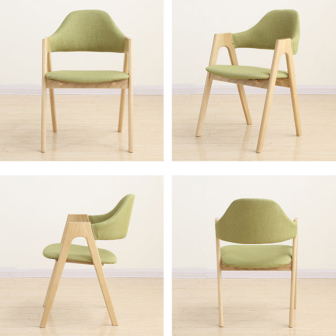 Fauteuil de salle à manger moderne, fauteuils rembourrés avec pieds en bois (Ensemble de 2)