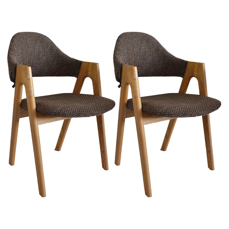 Fauteuil de salle à manger moderne, fauteuils rembourrés avec pieds en bois (Ensemble de 2)