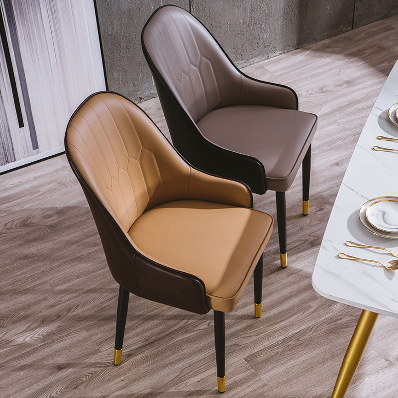Sillas de comedor de metal estilo Glam, acabado mate, silla lateral con brazo para cocina