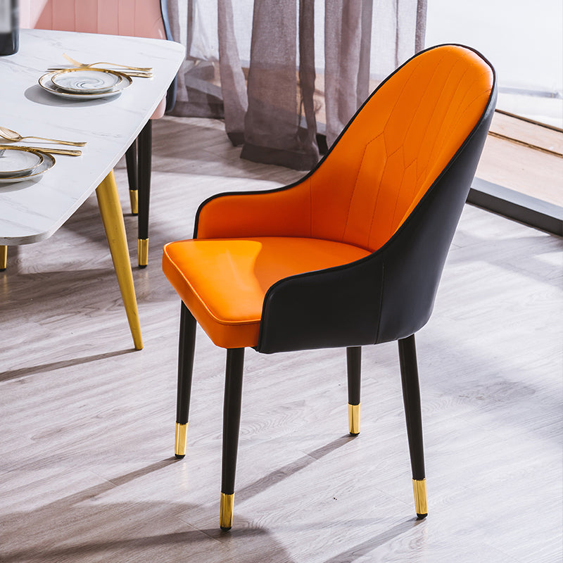 Sillas de comedor de metal estilo Glam, acabado mate, silla lateral con brazo para cocina