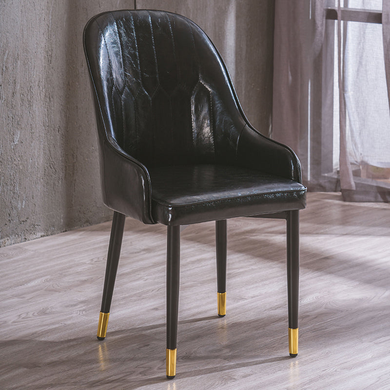 Sillas de comedor de metal estilo Glam, acabado mate, silla lateral con brazo para cocina