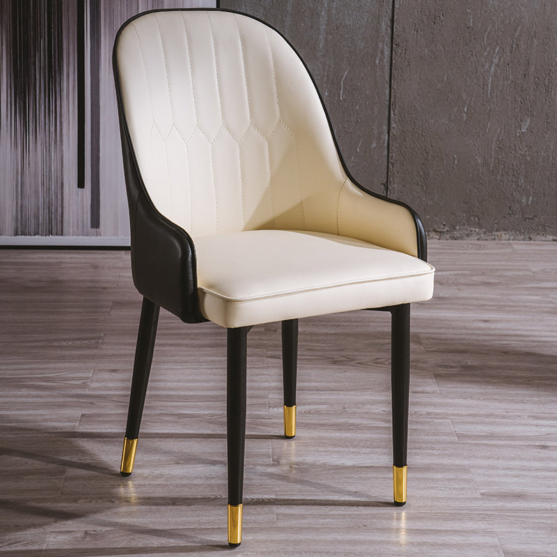 Sillas de comedor de metal estilo Glam, acabado mate, silla lateral con brazo para cocina
