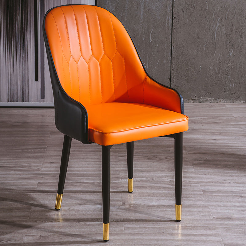 Sillas de comedor de metal estilo Glam, acabado mate, silla lateral con brazo para cocina