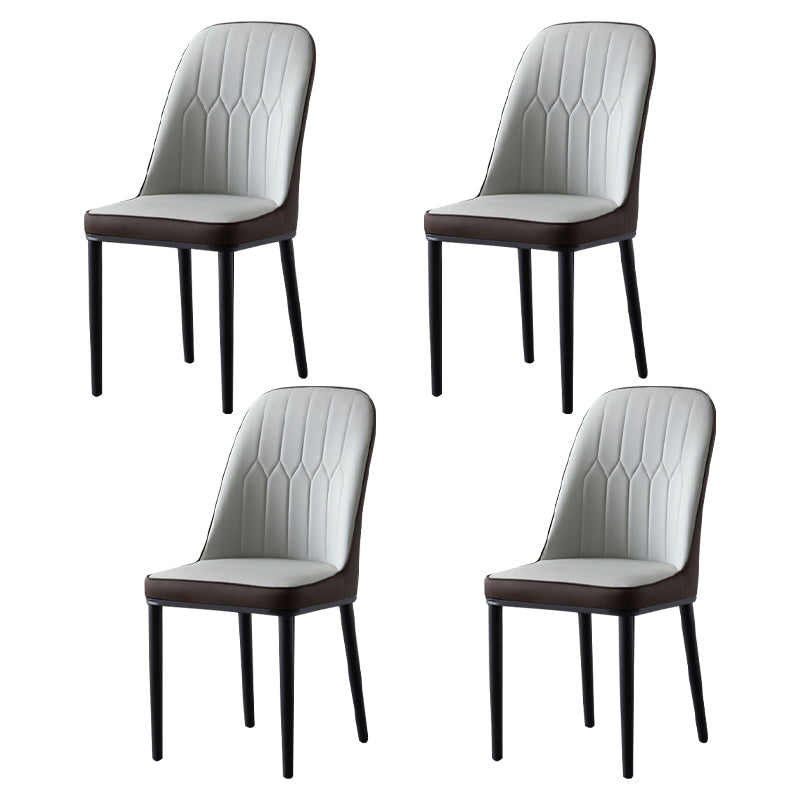 La salle à manger en métal de style glamour préside la chaise en cuir sans bras Parsons pour le restaurant