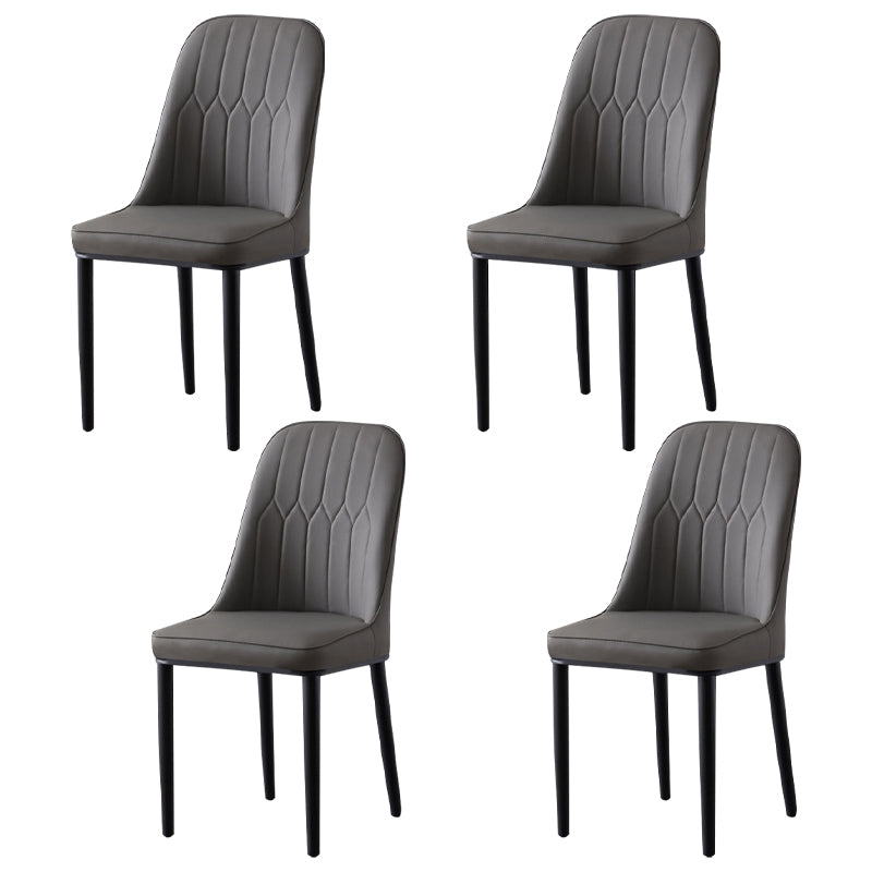 La salle à manger en métal de style glamour préside la chaise en cuir sans bras Parsons pour le restaurant