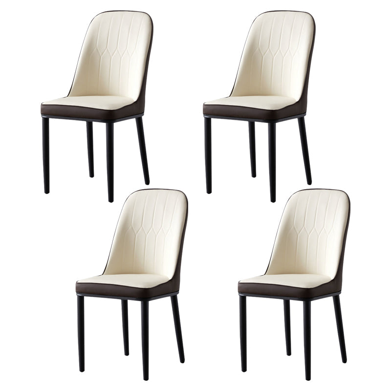 La salle à manger en métal de style glamour préside la chaise en cuir sans bras Parsons pour le restaurant