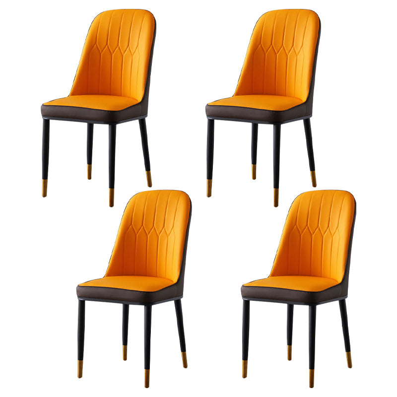 La salle à manger en métal de style glamour préside la chaise en cuir sans bras Parsons pour le restaurant