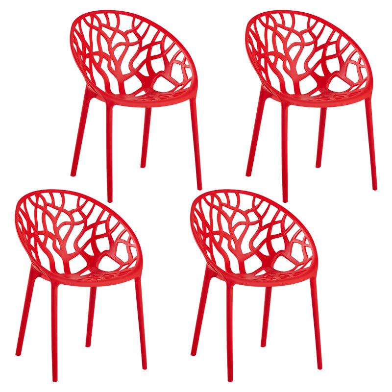 Chaises de salle à manger scandinaves sans accoudoirs Chaises d'appoint empilables en plastique (Ensemble de 4)