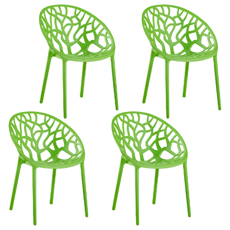 Chaises de salle à manger scandinaves sans accoudoirs Chaises d'appoint empilables en plastique (Ensemble de 4)