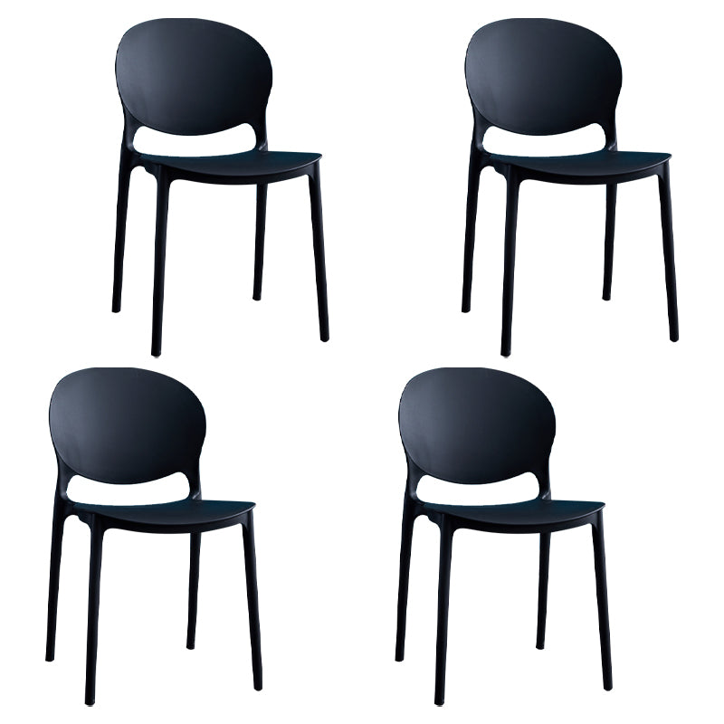 Chaises de salle à manger sans accoudoirs à dossier ouvert Chaises d'appoint empilables en plastique (Ensemble de 4)
