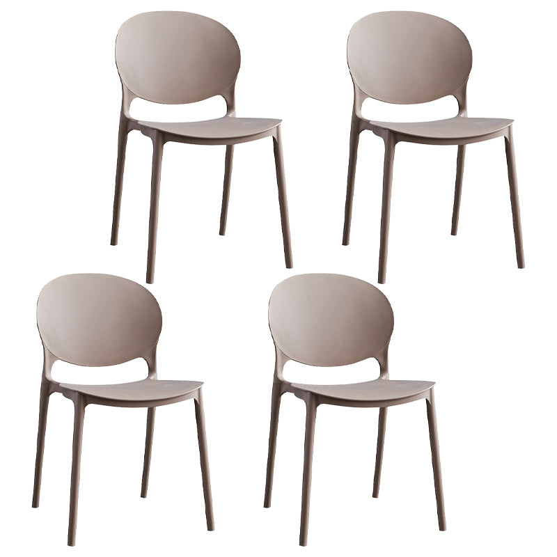Chaises de salle à manger sans accoudoirs à dossier ouvert Chaises d'appoint empilables en plastique (Ensemble de 4)