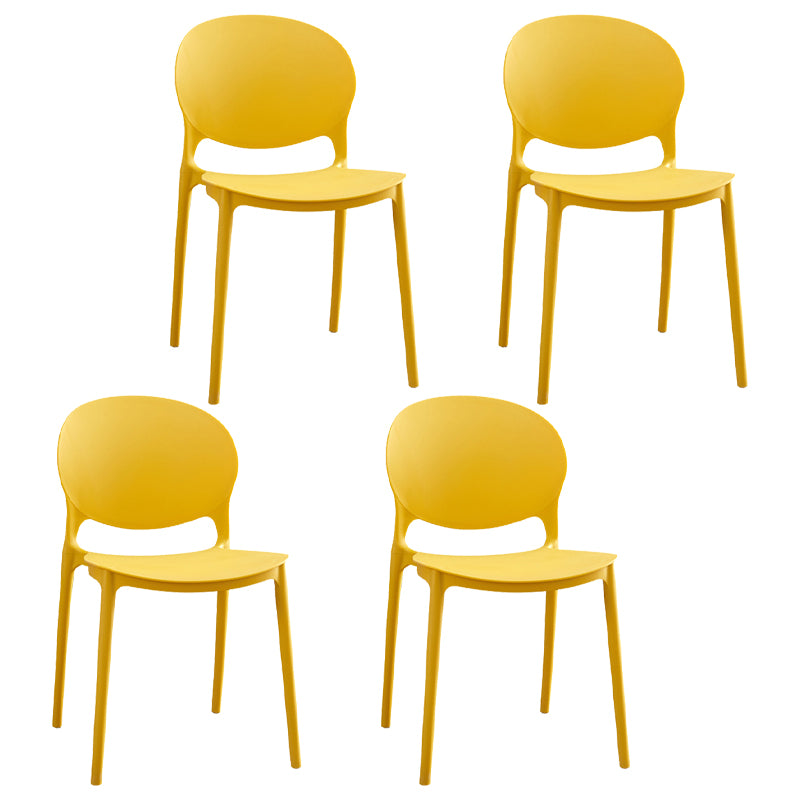 Chaises de salle à manger sans accoudoirs à dossier ouvert Chaises d'appoint empilables en plastique (Ensemble de 4)