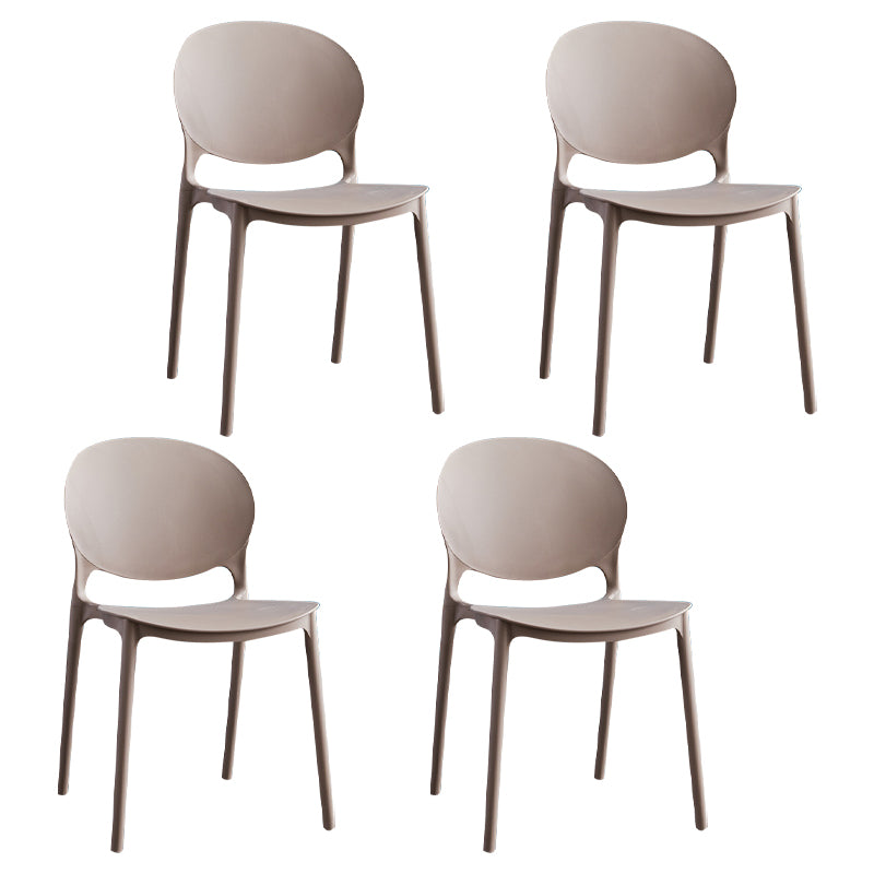 Chaises de salle à manger sans accoudoirs à dossier ouvert Chaises d'appoint empilables en plastique (Ensemble de 4)