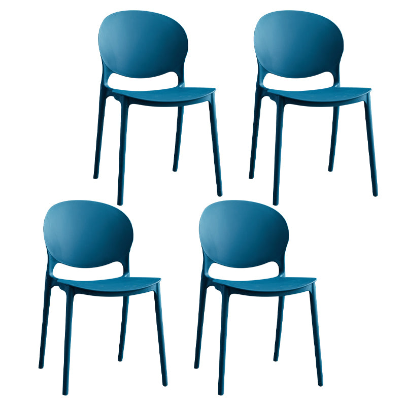 Chaises de salle à manger sans accoudoirs à dossier ouvert Chaises d'appoint empilables en plastique (Ensemble de 4)