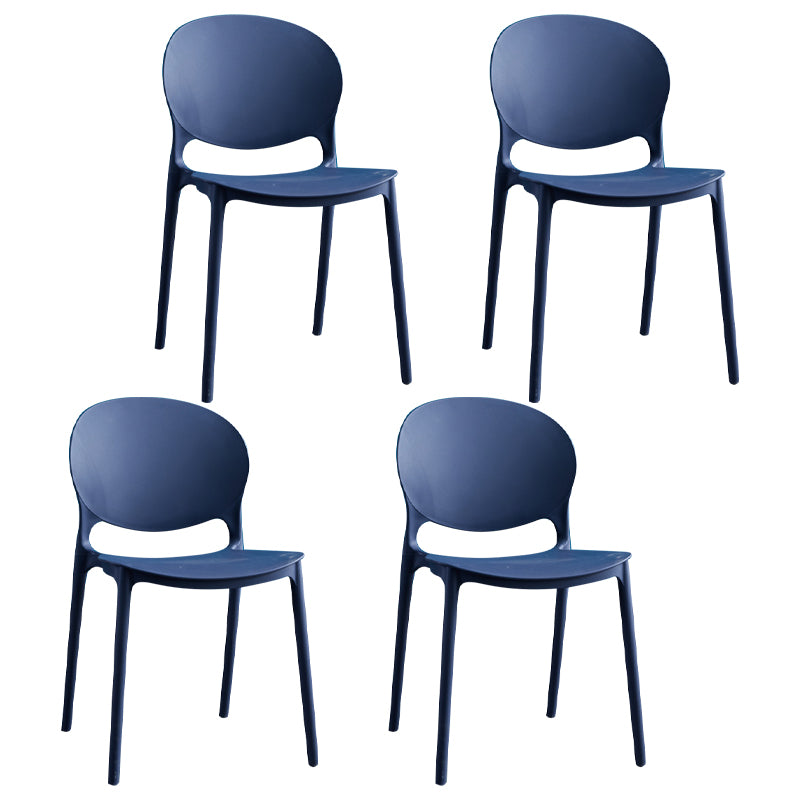 Chaises de salle à manger sans accoudoirs à dossier ouvert Chaises d'appoint empilables en plastique (Ensemble de 4)