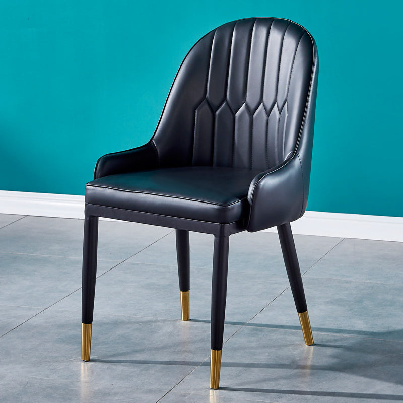 Les chaises de salle à manger en métal Glam ont tapissé les fauteuils en cuir de Faux de tissu