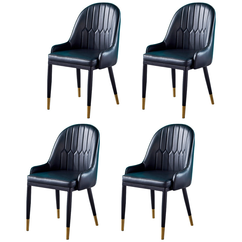 Sillas de comedor de metal Glam, sillones tapizados de piel sintética de tela