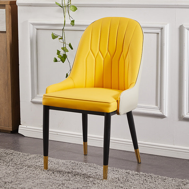 Sillas de comedor de metal Glam, sillones tapizados de piel sintética de tela