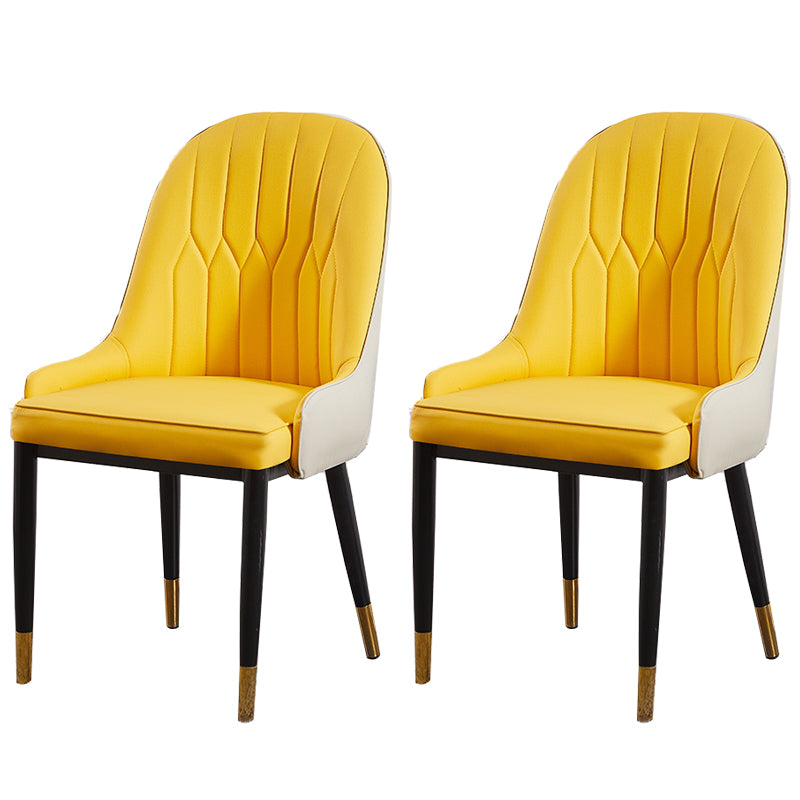 Sillas de comedor de metal Glam, sillones tapizados de piel sintética de tela