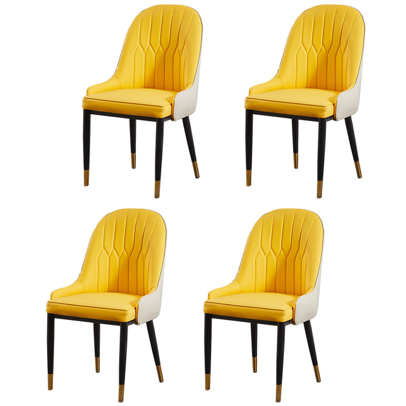 Sillas de comedor de metal Glam, sillones tapizados de piel sintética de tela
