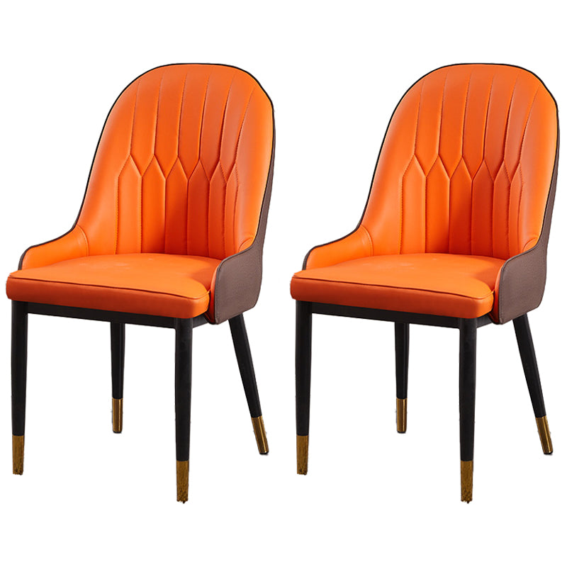 Sillas de comedor de metal Glam, sillones tapizados de piel sintética de tela