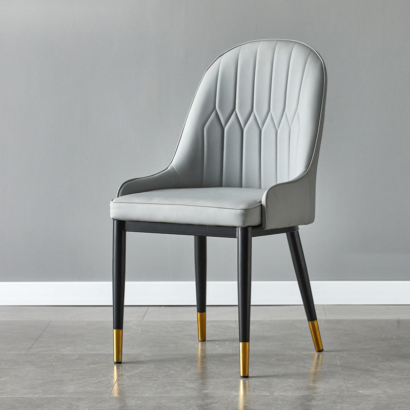 Sillas de comedor de metal Glam, sillones tapizados de piel sintética de tela