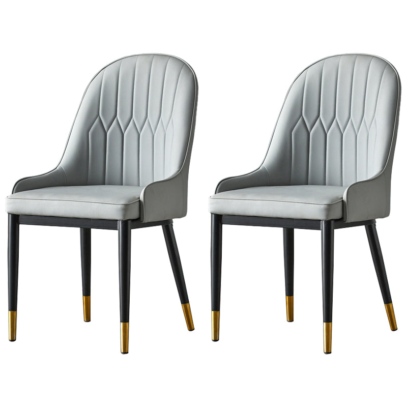 Sillas de comedor de metal Glam, sillones tapizados de piel sintética de tela