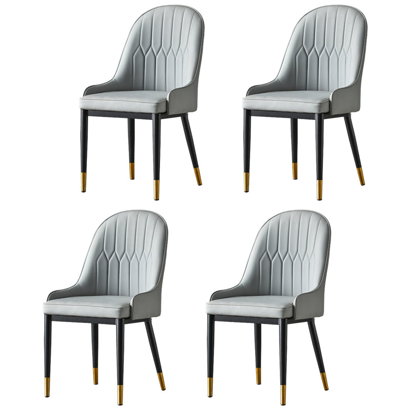 Sillas de comedor de metal Glam, sillones tapizados de piel sintética de tela