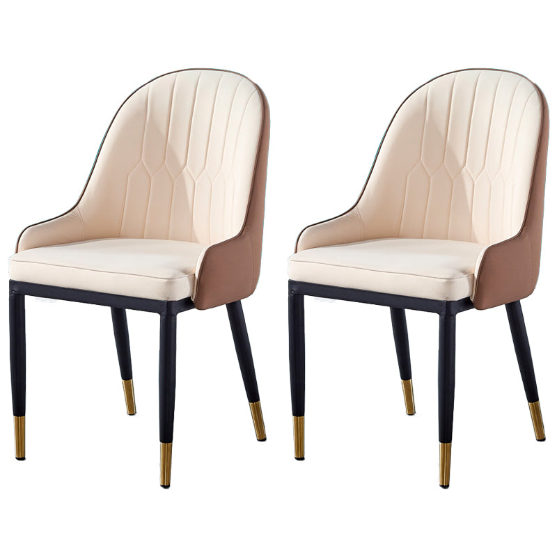 Sillas de comedor de metal Glam, sillones tapizados de piel sintética de tela