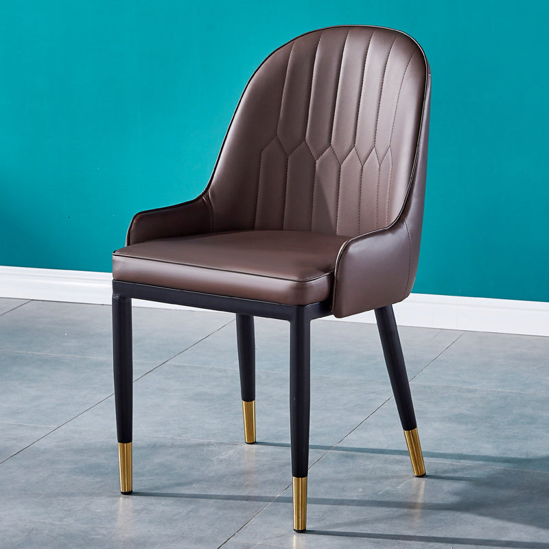 Sillas de comedor de metal Glam, sillones tapizados de piel sintética de tela