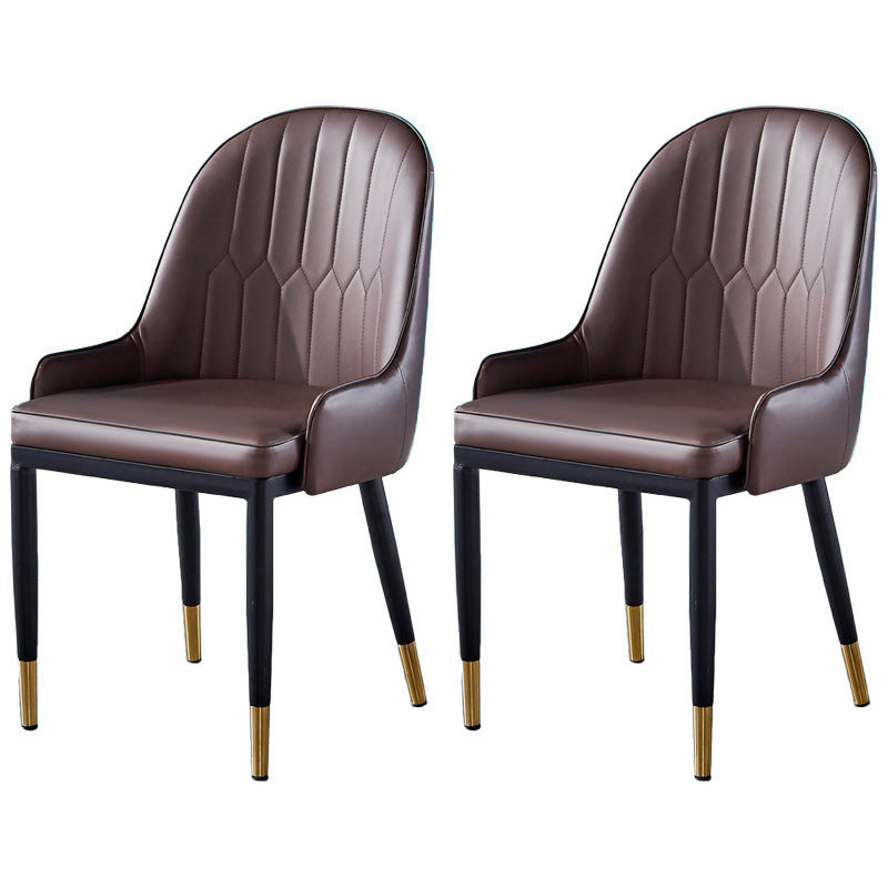 Sillas de comedor de metal Glam, sillones tapizados de piel sintética de tela