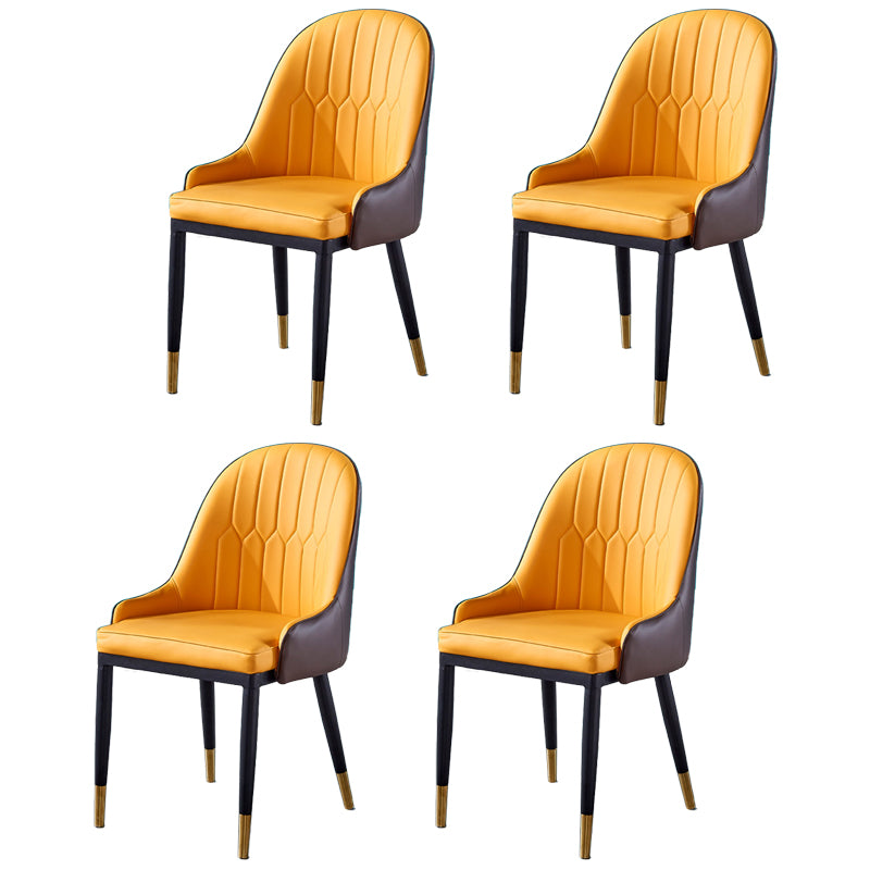 Sillas de comedor de metal Glam, sillones tapizados de piel sintética de tela