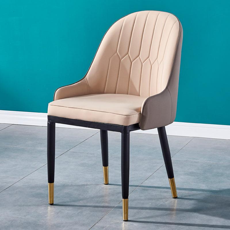 Sillas de comedor de metal Glam, sillones tapizados de piel sintética de tela