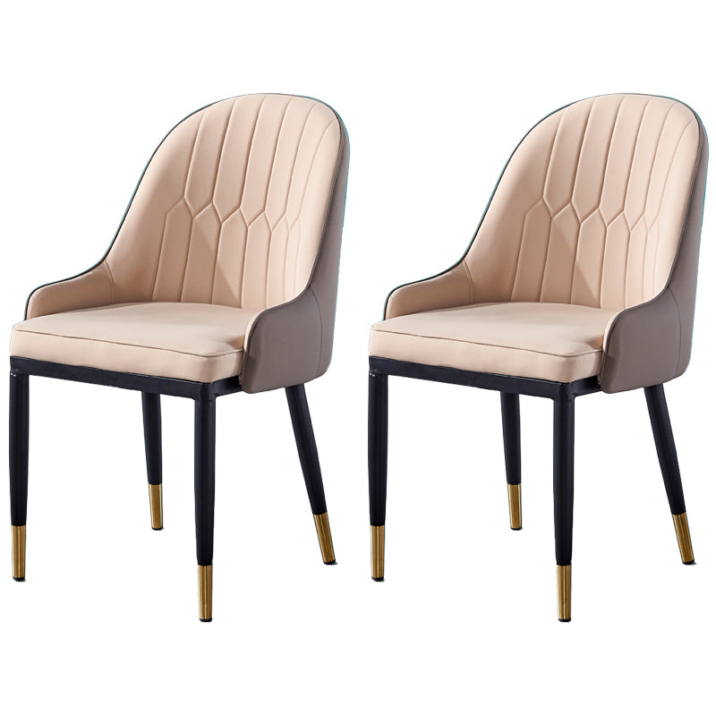 Sillas de comedor de metal Glam, sillones tapizados de piel sintética de tela