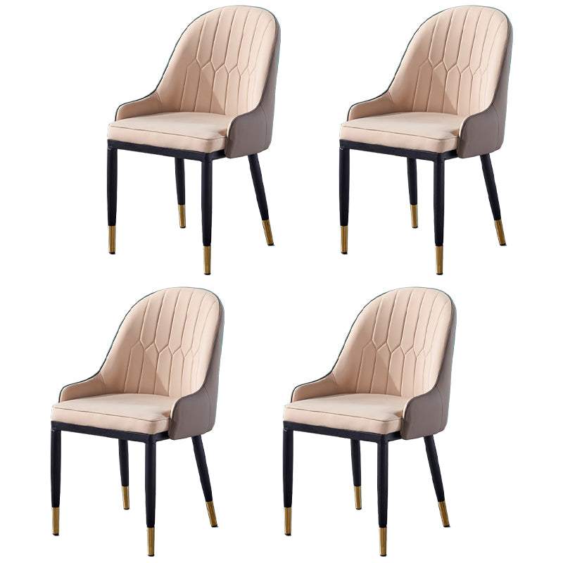 Sillas de comedor de metal Glam, sillones tapizados de piel sintética de tela