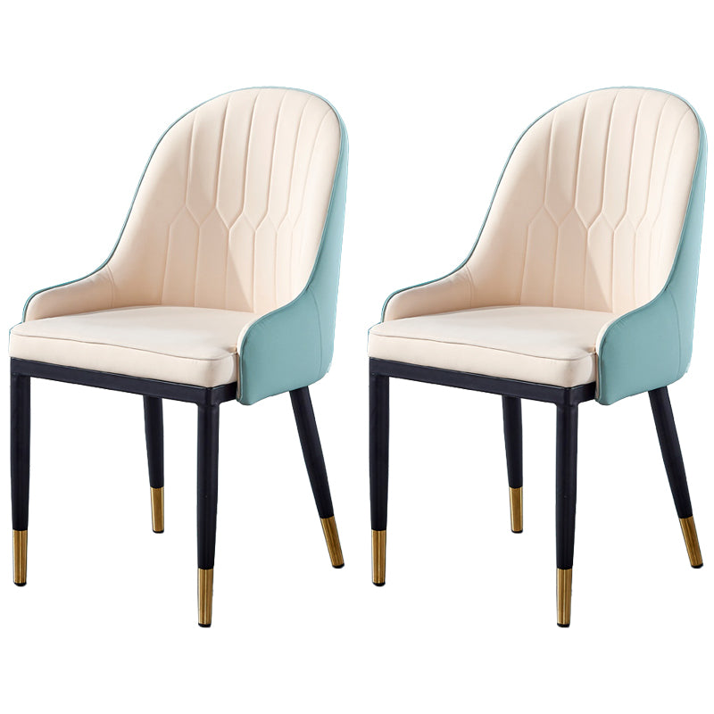 Sillas de comedor de metal Glam, sillones tapizados de piel sintética de tela