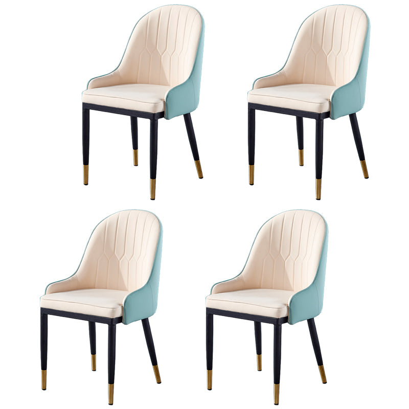 Sillas de comedor de metal Glam, sillones tapizados de piel sintética de tela