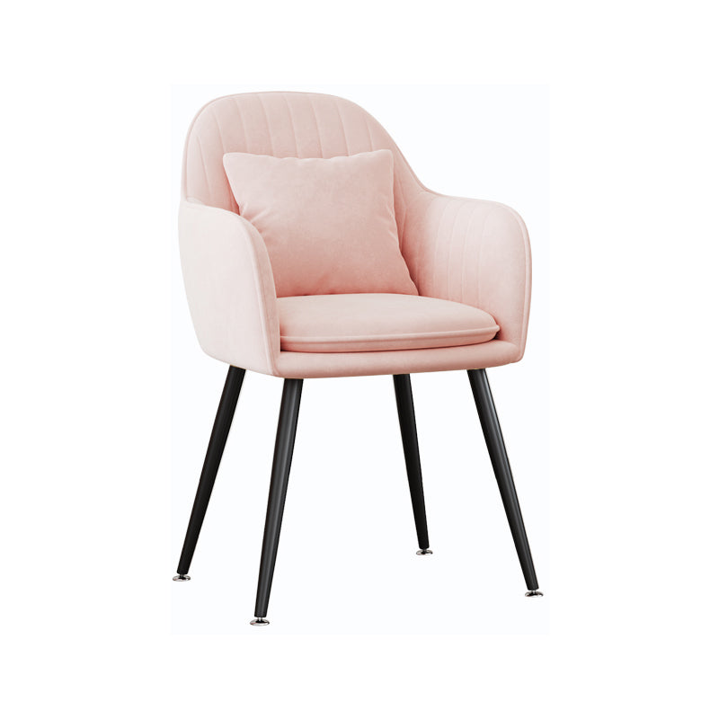 Chaise de salle à manger en métal de style scandinave, chaise rembourrée de chambre à coucher avec bras