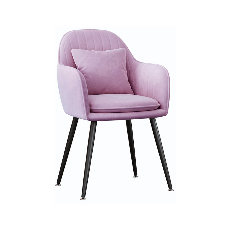 Chaise de salle à manger en métal de style scandinave, chaise rembourrée de chambre à coucher avec bras