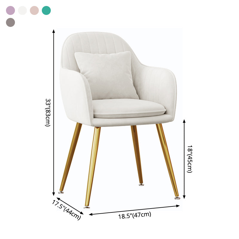 Silla de comedor de metal de estilo escandinavo Silla tapizada dormitorio con brazo