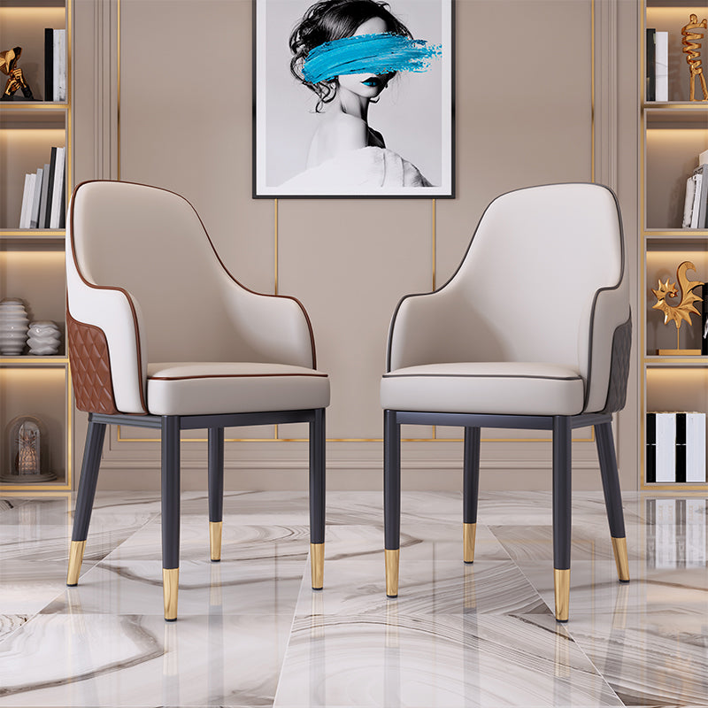 Silla de comedor de estilo escandinavo Silla tapizada de metal para comedor con brazo