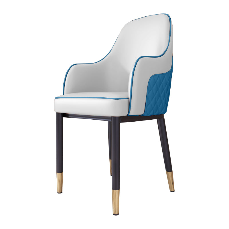 Chaise de salle à manger de style scandinave, chaise rembourrée en métal avec accoudoirs