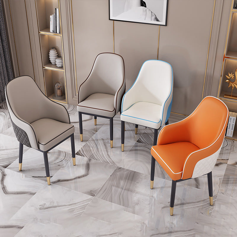 Silla de comedor de estilo escandinavo Silla tapizada de metal para comedor con brazo