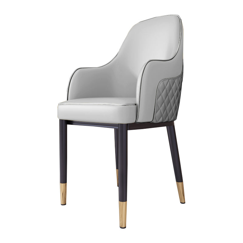 Chaise de salle à manger de style scandinave, chaise rembourrée en métal avec accoudoirs