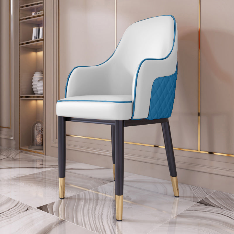 Silla de comedor de estilo escandinavo Silla tapizada de metal para comedor con brazo