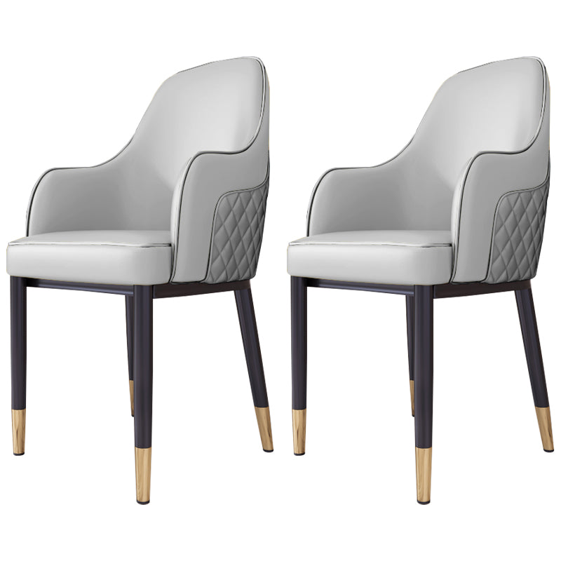 Silla de comedor de estilo escandinavo Silla tapizada de metal para comedor con brazo