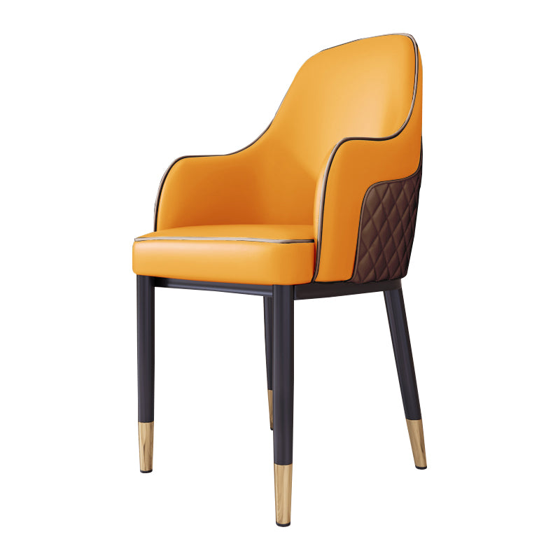 Silla de comedor de estilo escandinavo Silla tapizada de metal para comedor con brazo